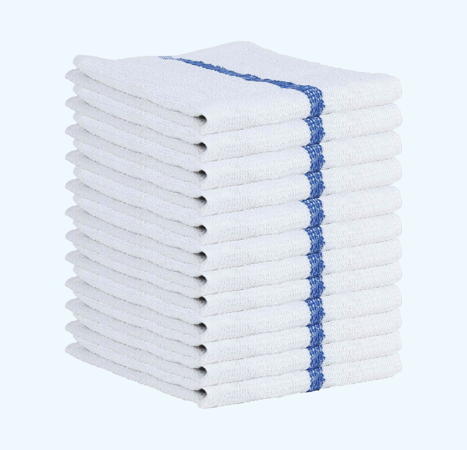 Bar Mop Towels 12 Pack Cotton 16×19 Kitchen Cleaning Blue Stripe
