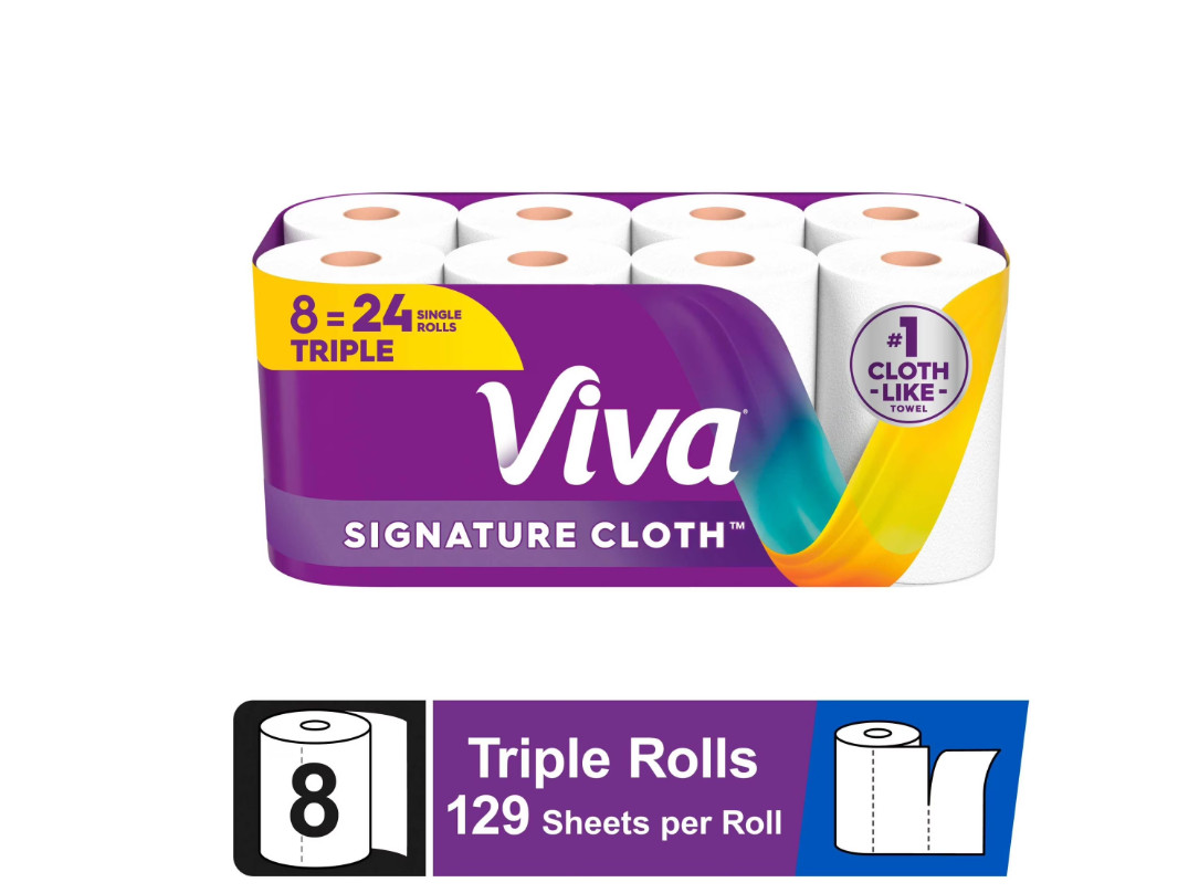 Viva Signature Cloth Paper Towels, 8 Triple Rolls, 129 Sheets per Roll