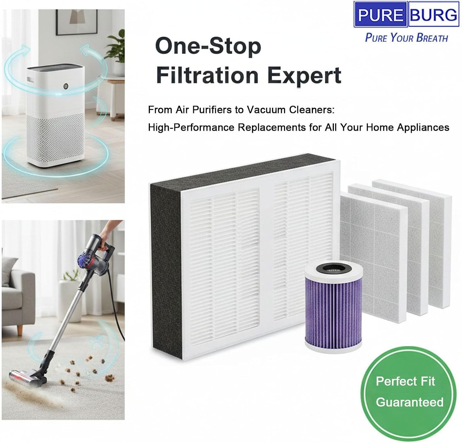 440005515 440005516 Replacement Filter Set Compatible with Hoover UH72460 Air