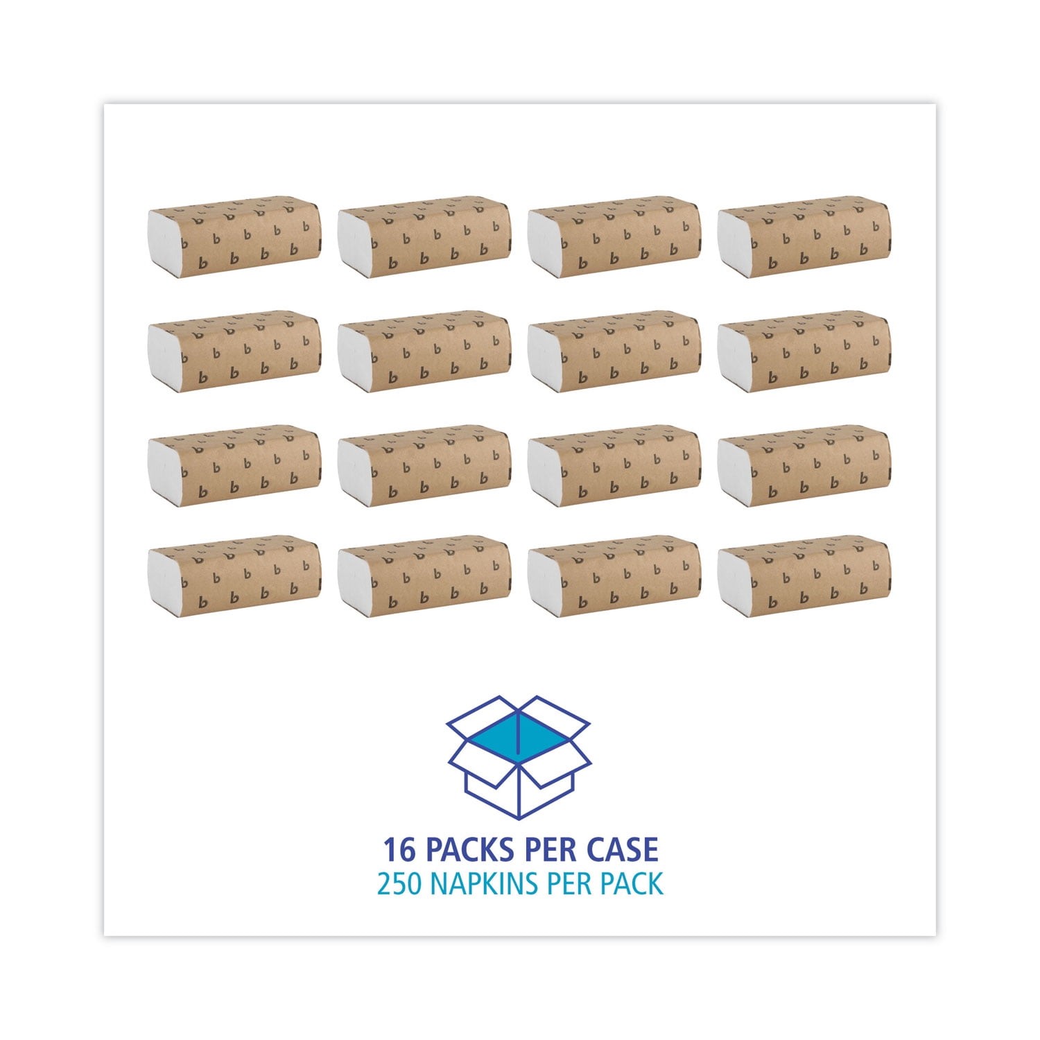 Multifold Commercial Paper Towels, 1-Ply, 16 Packs, 250 Sheets per Pack, White