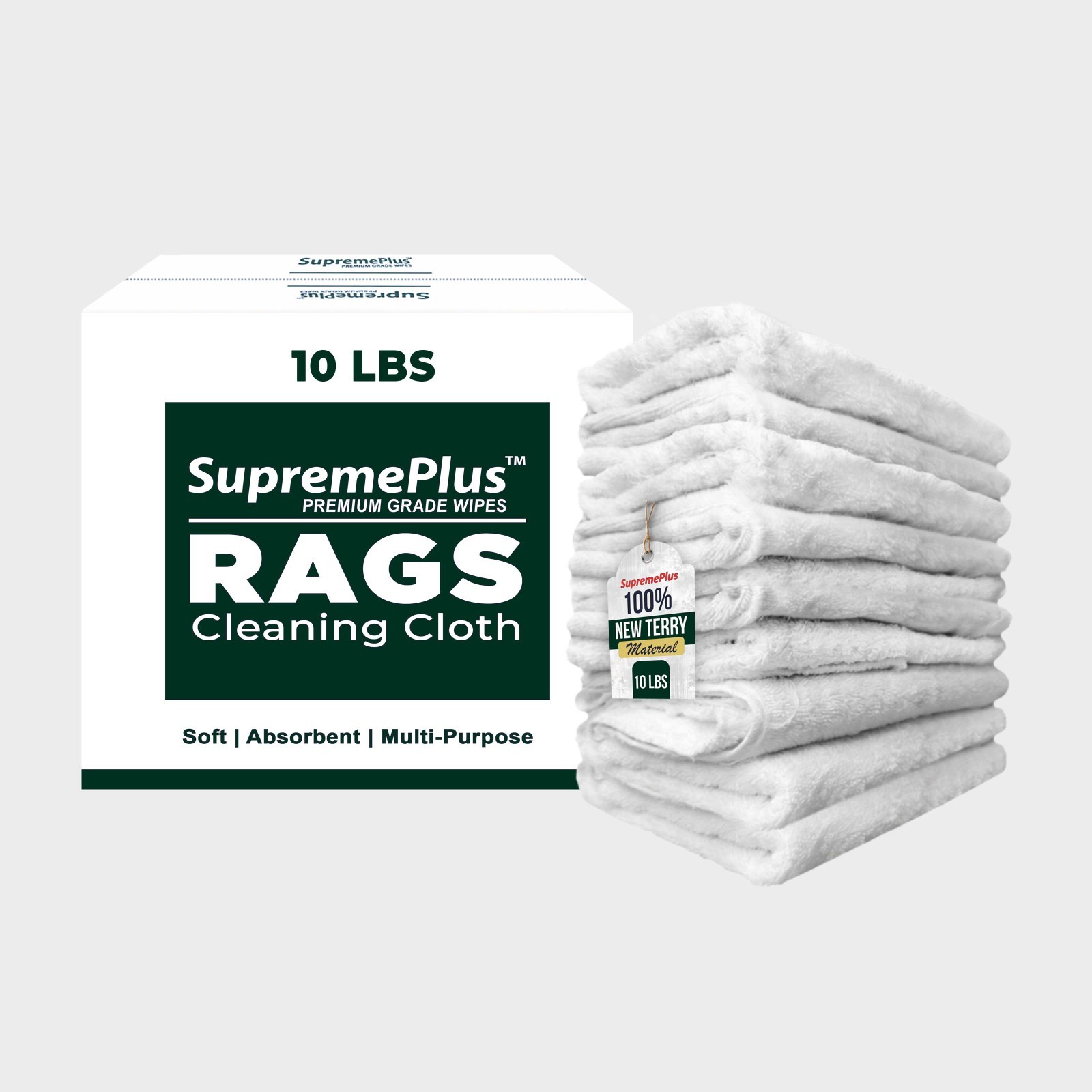 New White Terry Rags 10 LB Box – Cotton Cleaning Towels for Multipurpose Use