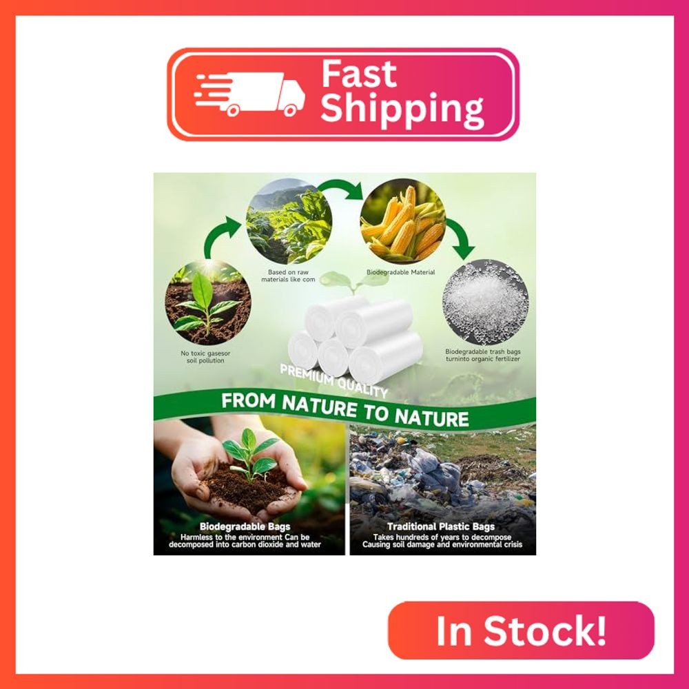 2.6 Gallon Compostable Small White Trash-Bags-Bathroom – Biodegradable Mini Garb