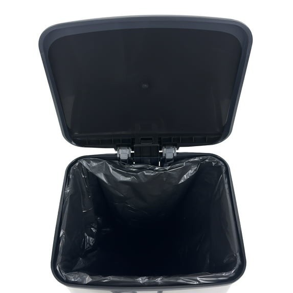 Mainstays Kitchen Trash Can, 13.2 Gallon Plastic Step Garbage Bin with Lid, Silv