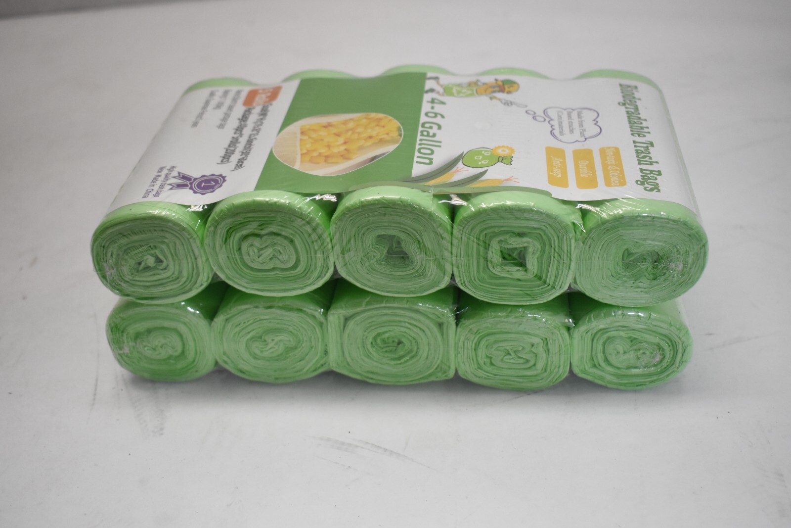 400 Pc Biodegradable Trash Bag 4-6 Gallons 10 Rolls 11 lb 19.6″ x 23.6″ Odorless