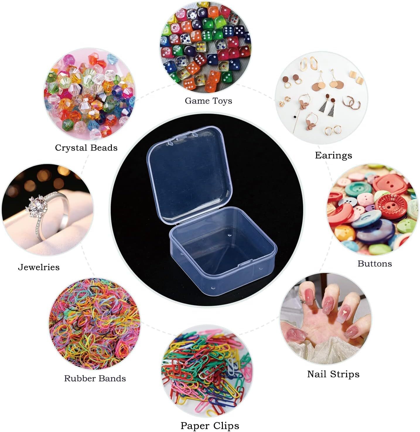 12x Small Plastic Storage Boxes Container Square Box Coins Screws Jewelry Crafts