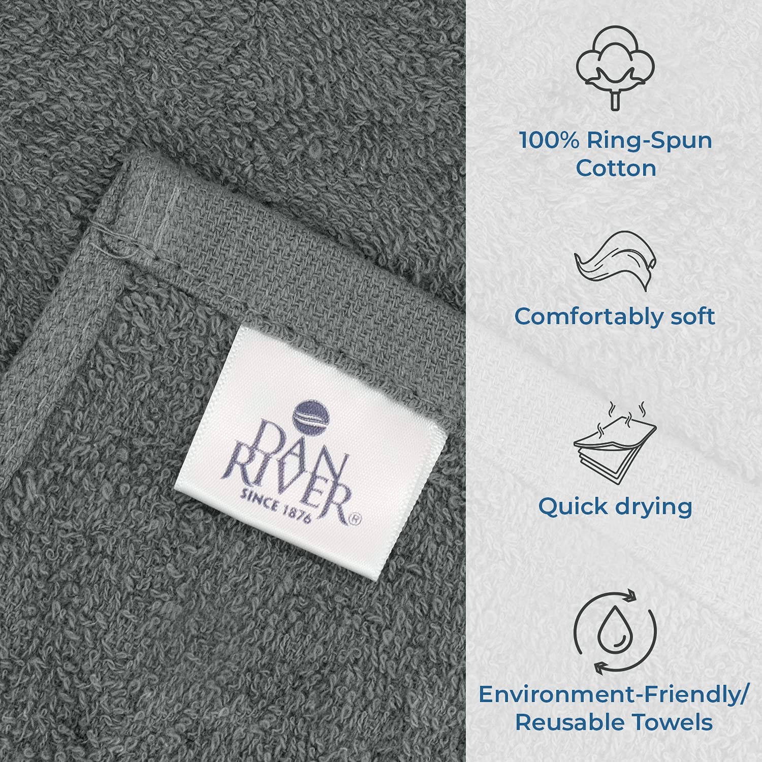 100% Cotton Bar Mop Kitchen Towels, 16×19 inches, Pack of 12, 350 GSM, Gray –…