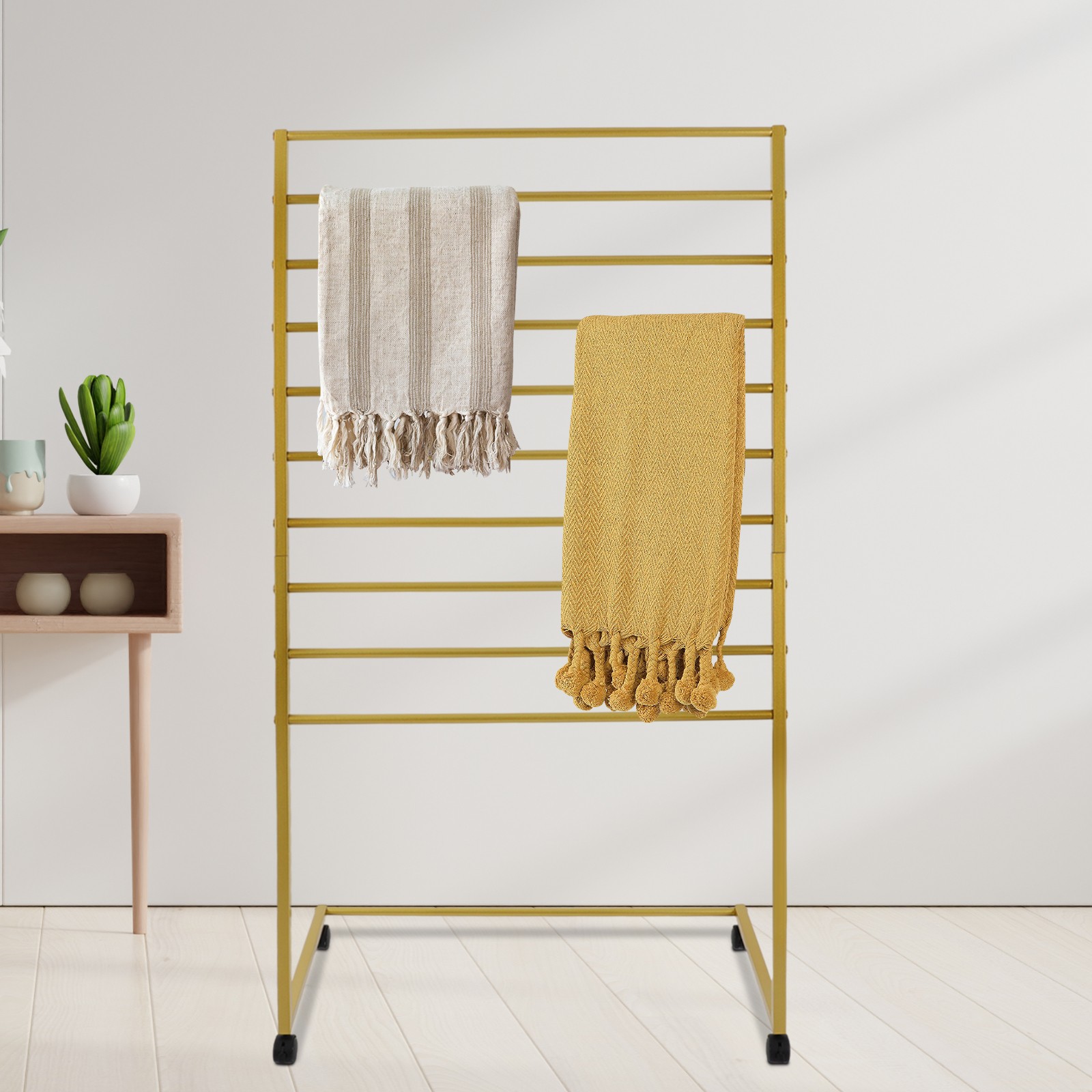 10 Tier Scarf Display Stand Metal Scarf Holder Organizer Rack w/ Wheels 80*40cm