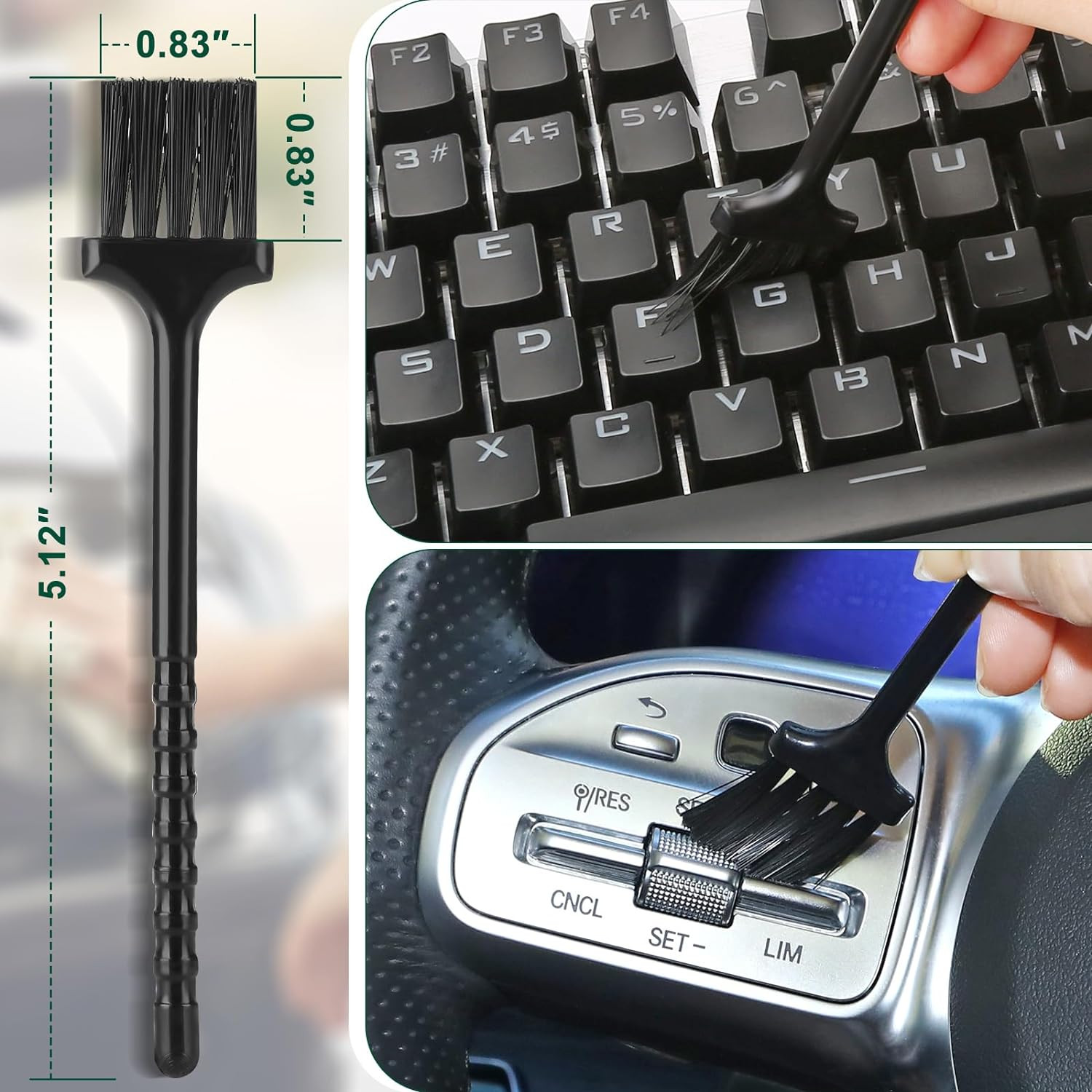 Car Detailing Brush Kit Interior Cleaning Gel Dash Vent Dusting Tools Auto SUV