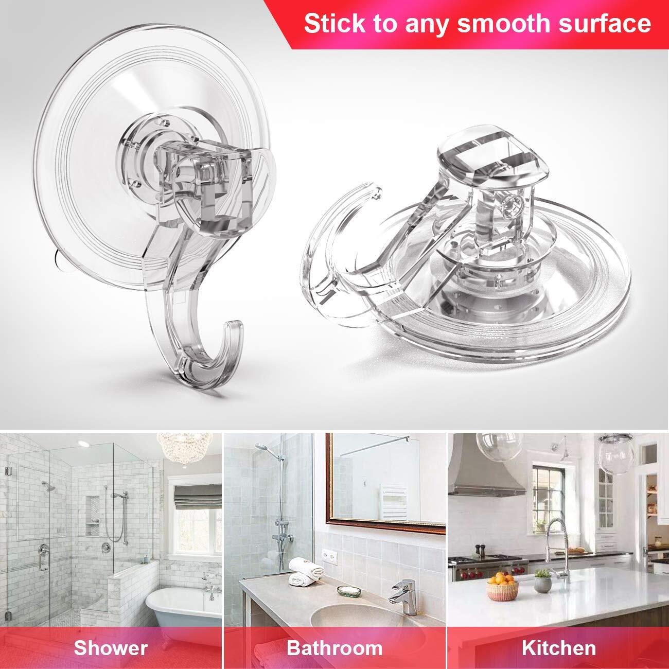 Suction Hooks 4 Packs, Powerful Push and Lock Vacuum Multi-Purpose Suction Showe