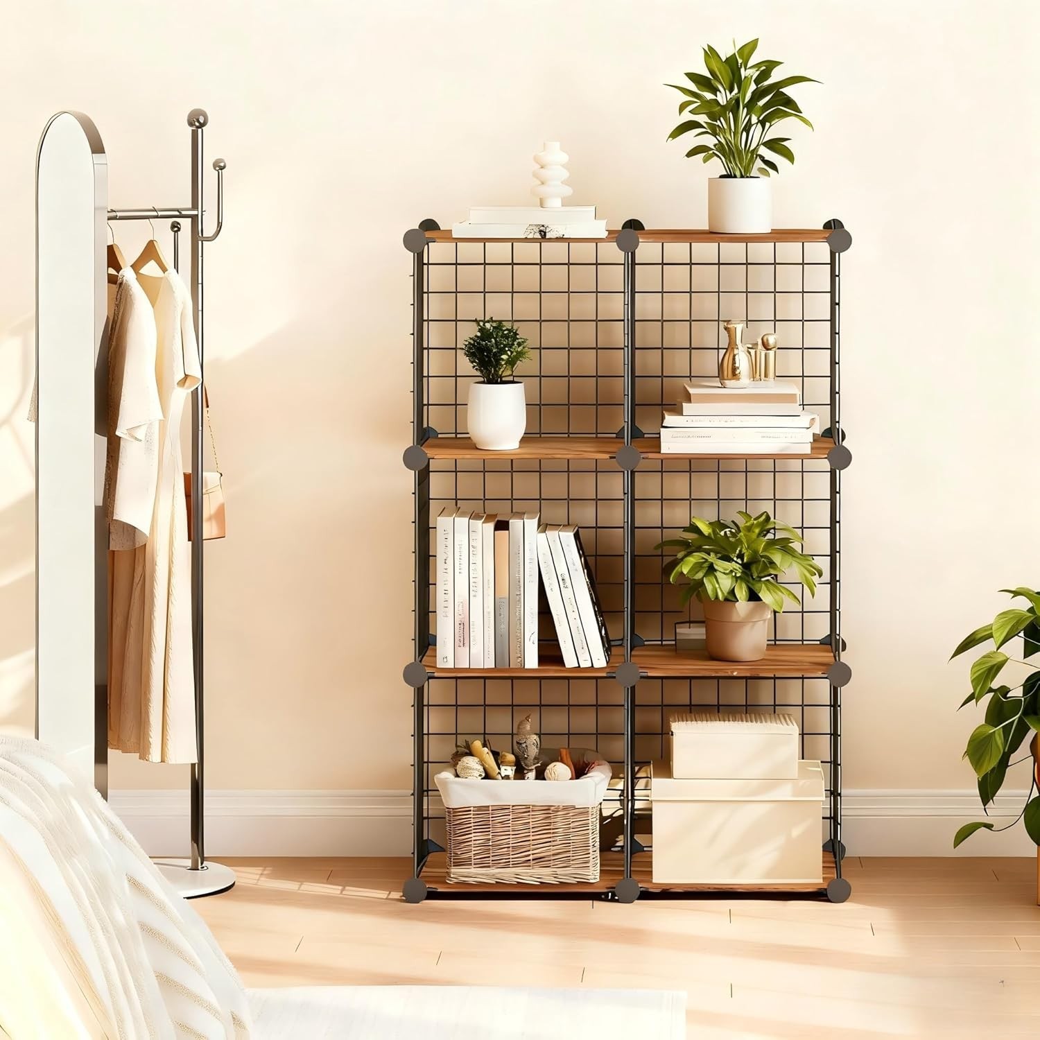 Wire Cube Storage Organizer 6-Cube Metal Grid Storage Organizers Modular Closet