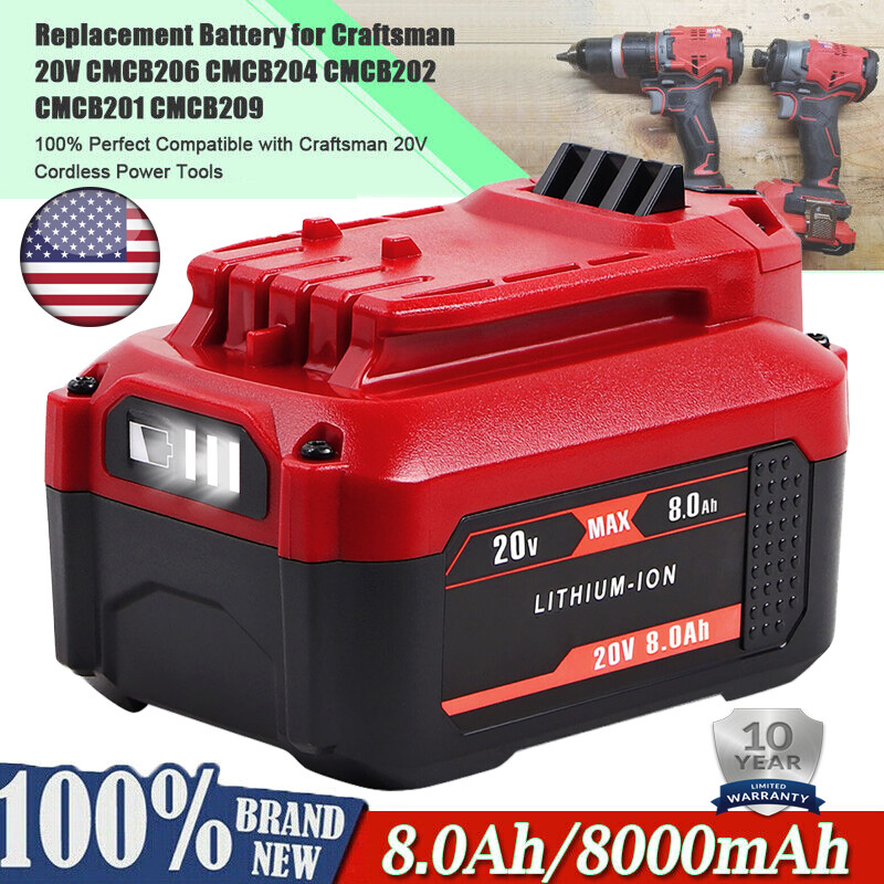 2PACK 8.0Ah 20V For Craftsman V20 Li-Ion Battery CMCB205 CMCB204 CMCB206 CMCB202