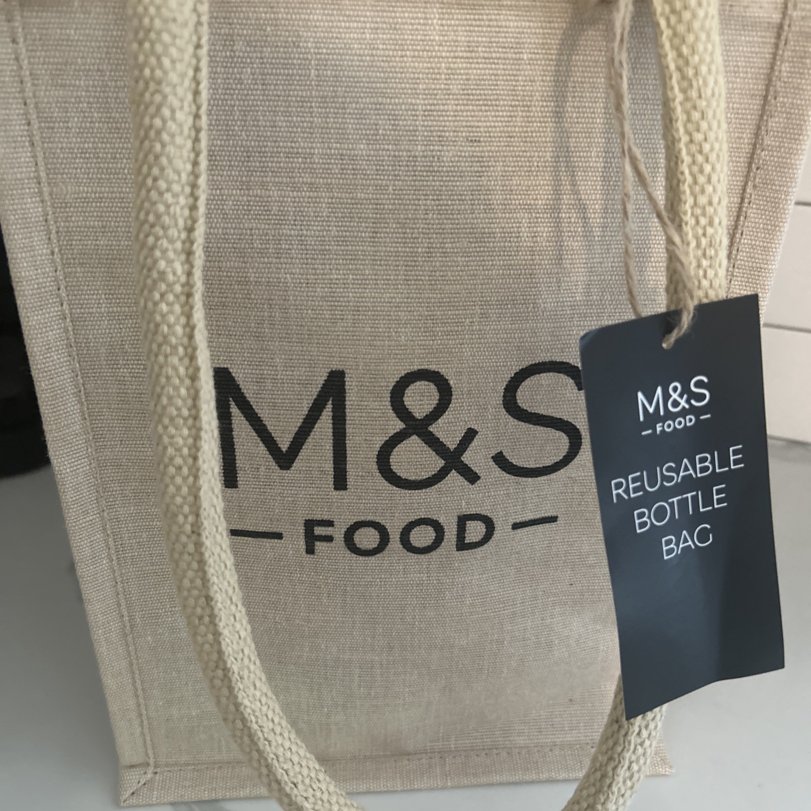 🇬🇧Marks Spencer Reusable Canvas Beverage Tote Brand New🇬🇧