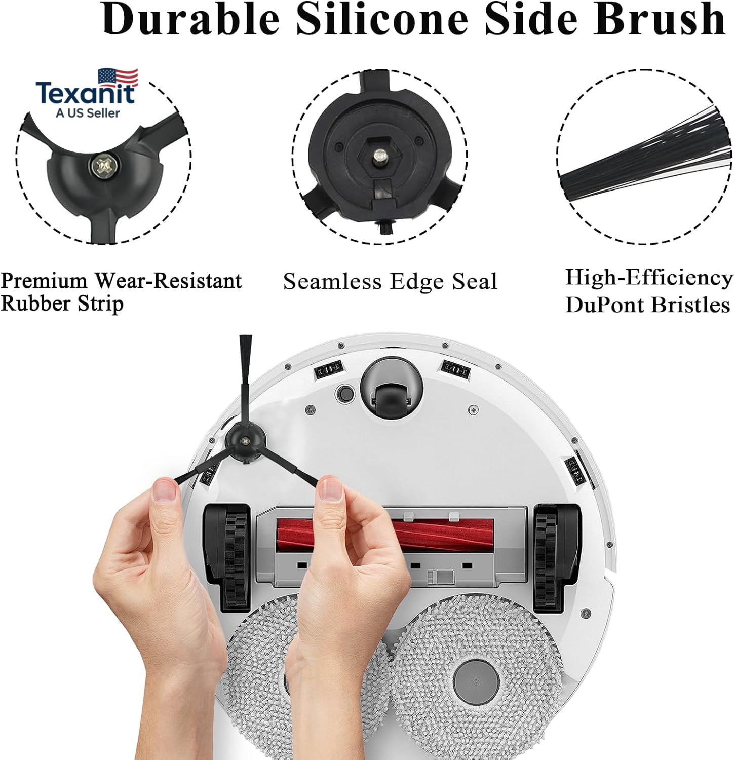 Side Brushes Replacement Compatible with Roborock Q Revo/Qrevo S/Qrevo Pro/Qrevo