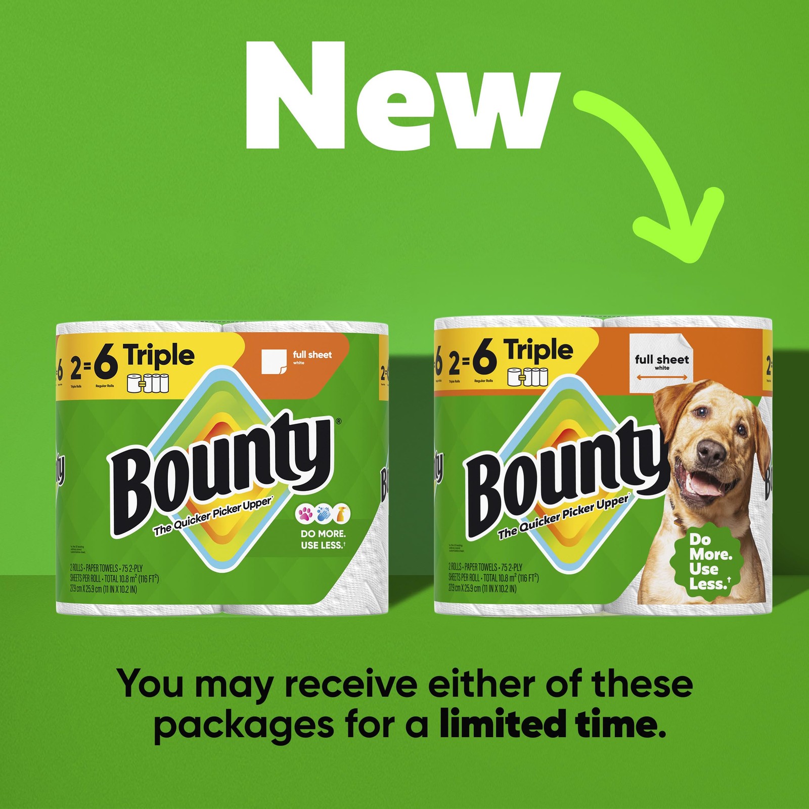 Bounty Full Sheet Paper Towels, White, 2 Triple Rolls = 6 Regular Rolls (Pack…