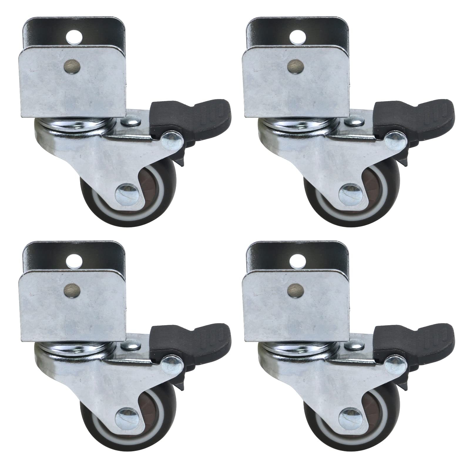 4-Pack U-Shape Swivel Caster Wheels with Brakes for Furniture Heavy Duty