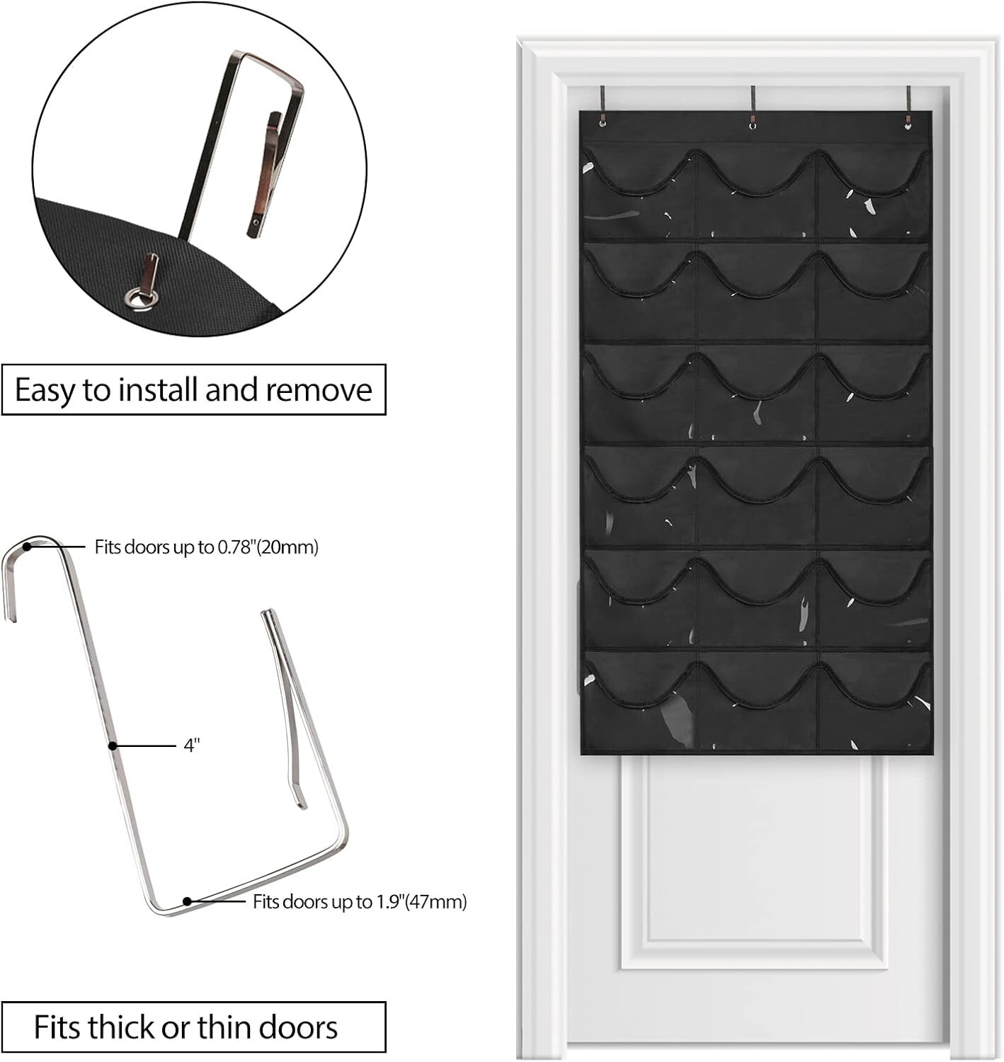 Stylish Baseball Cap Display Rack with 18 Pockets – Wall-Mount for Easy Access
