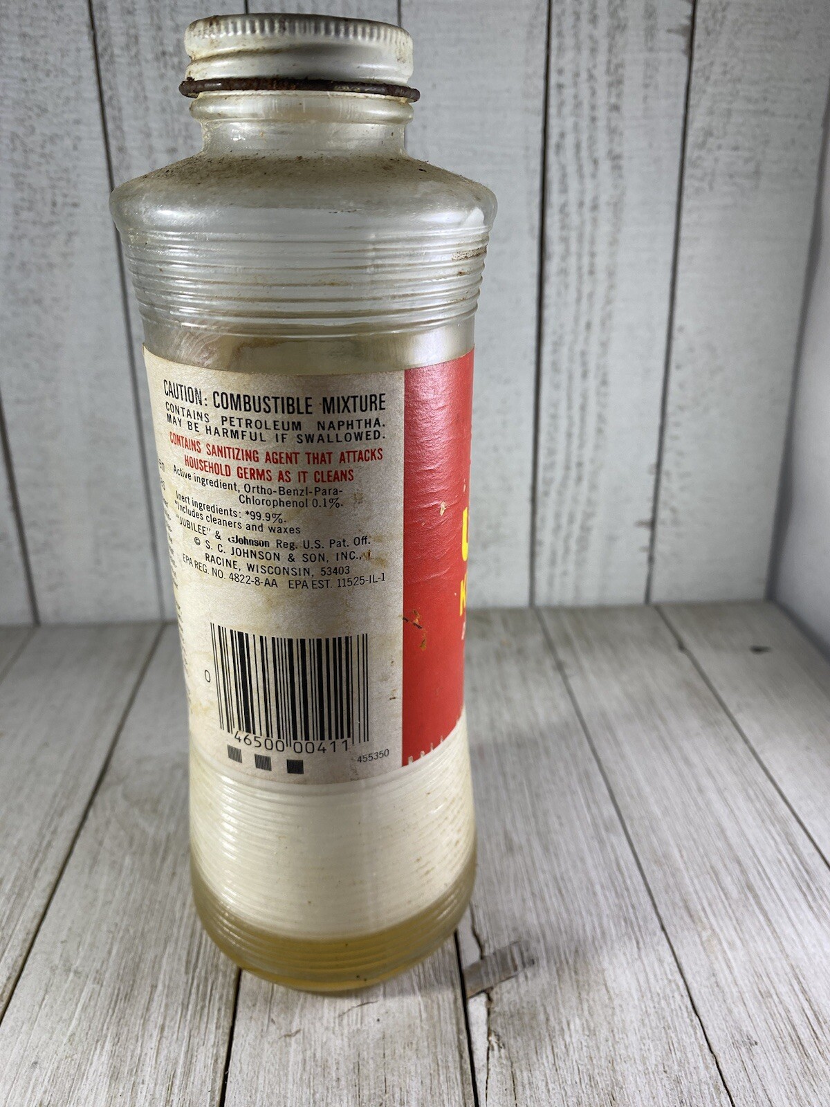 Vintage Jubilee Kitchen Wax Liquid Protects Glass Bottle