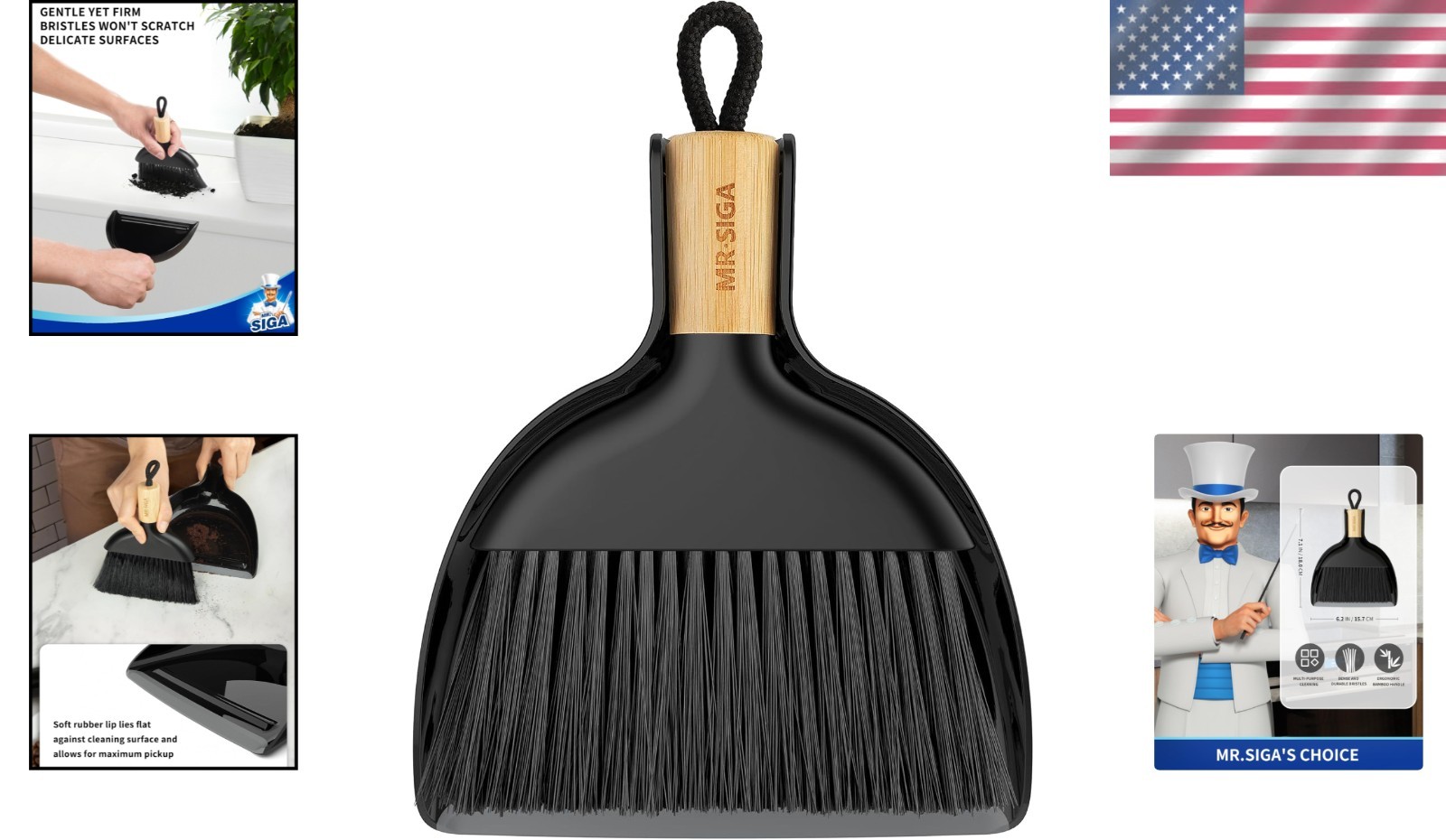 Eco-Friendly Mini Dustpan and Brush Set with Bamboo Handle – Perfect for Quic…