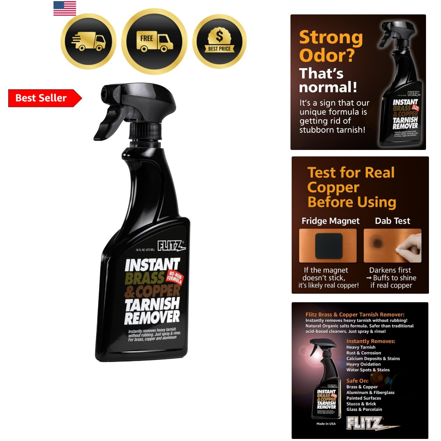 Instant Brass and Copper Tarnish Remover – 16oz Bottle of -Made Organic Rust …