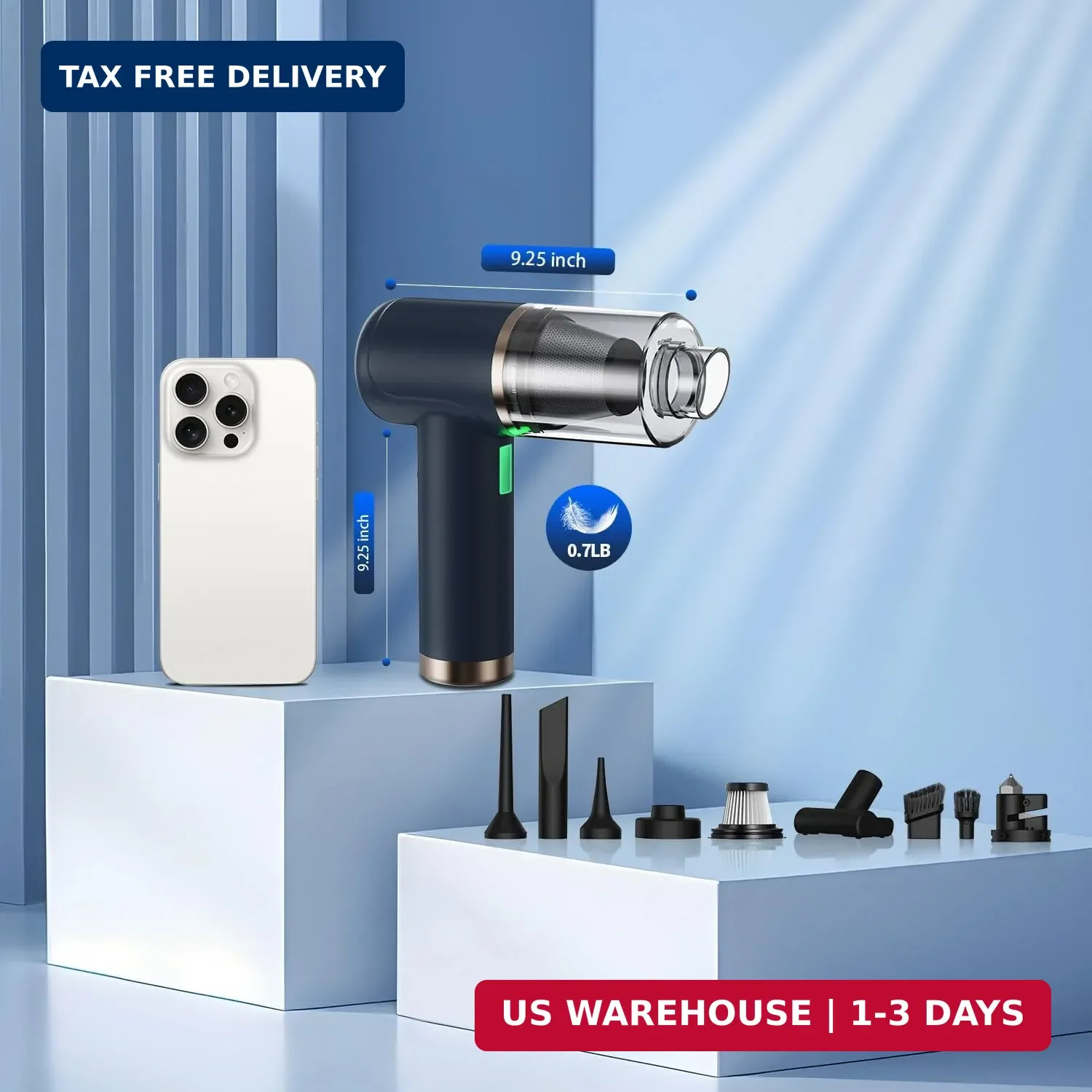Car Vacuum Handheld Vacuum Portable Cordless, 18000Pa 5 in 1, 100W Brushless Mot