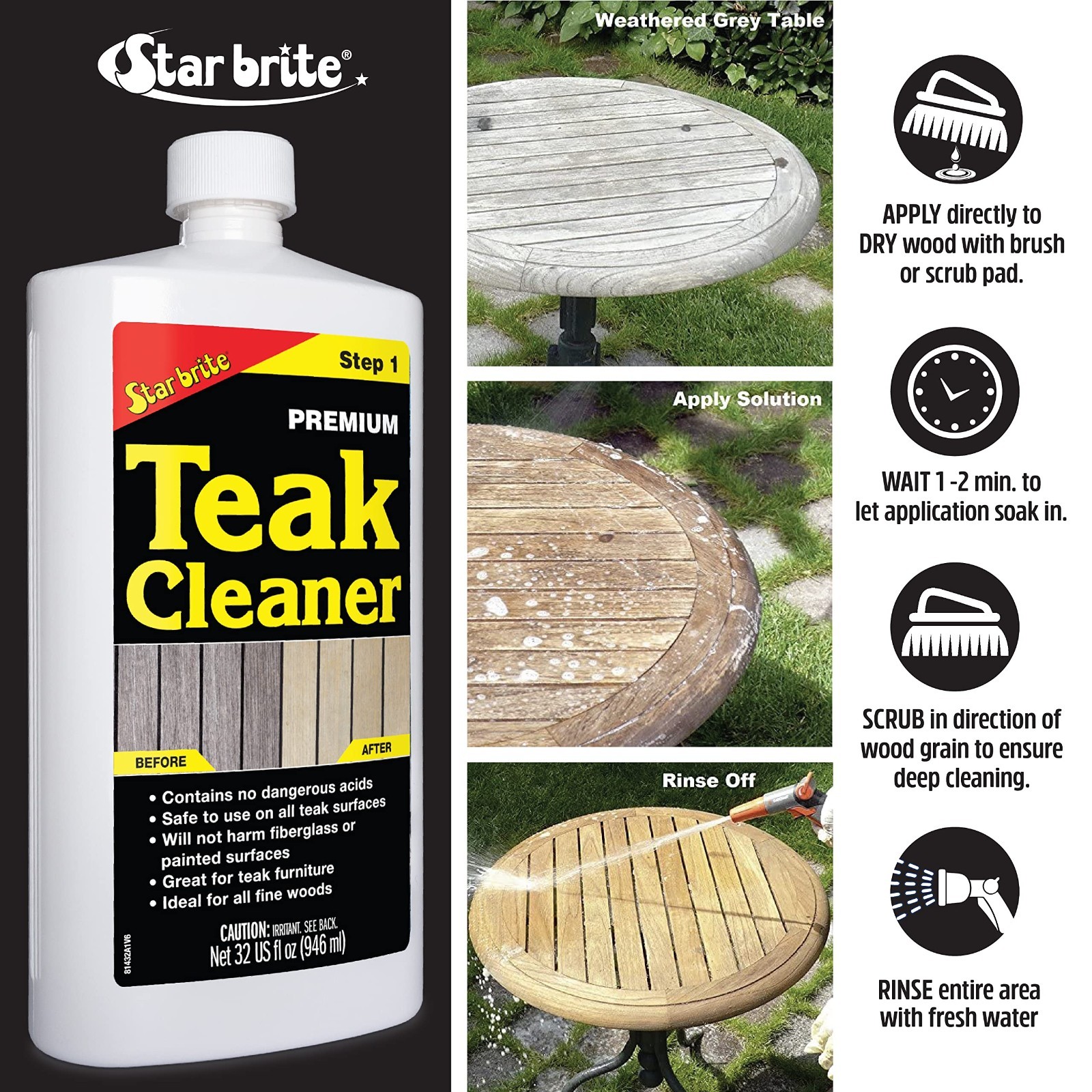 Teak Cleaner for Furniture – Restore & Refresh Weathered Gray Teak & Fine Woods