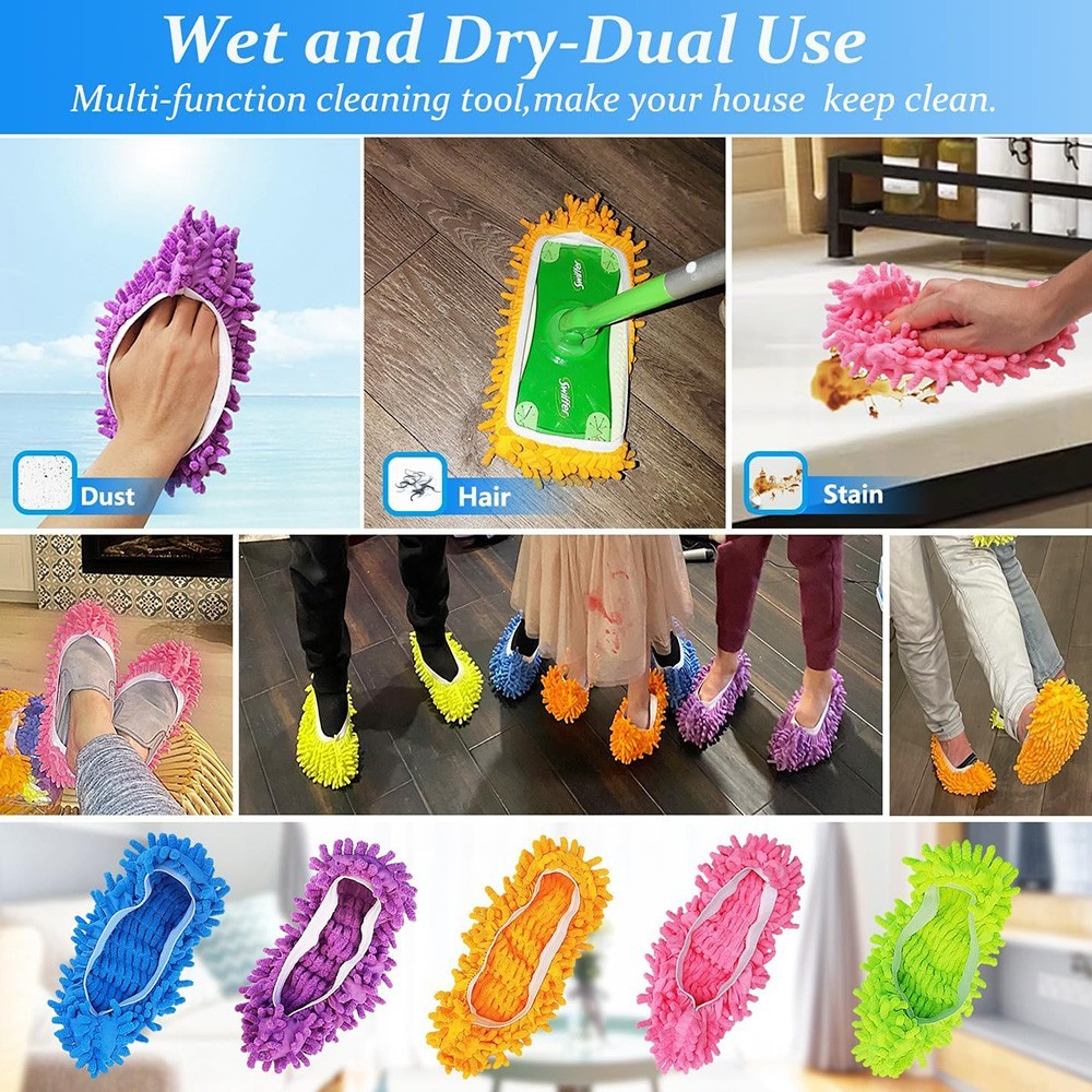 10 Pack Mop Slippers Floor Cleaning Shoes Microfiber Washable Mopping Socks
