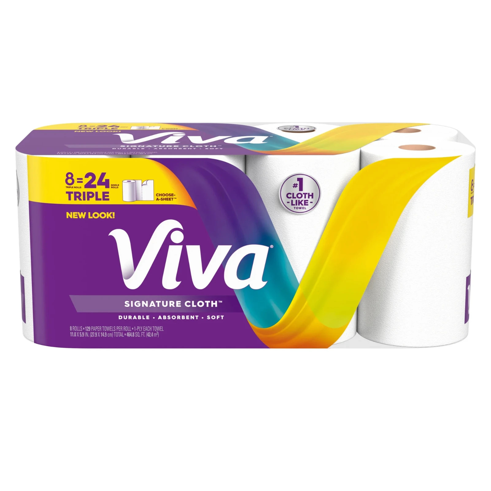 Viva Signature Cloth Paper Towels, 8 Triple Rolls, 129 Sheets per Roll