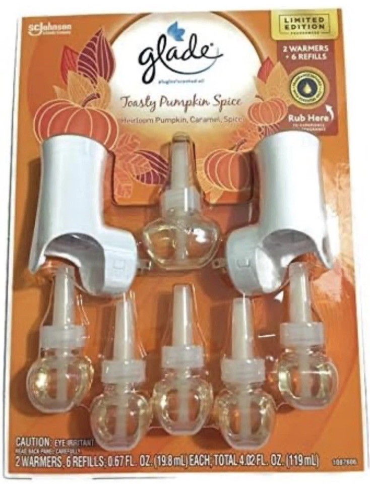 Glade PlugIns Scented Oil, 2 Warmers + 6 Refills, Golden Pumpkin & Spice
