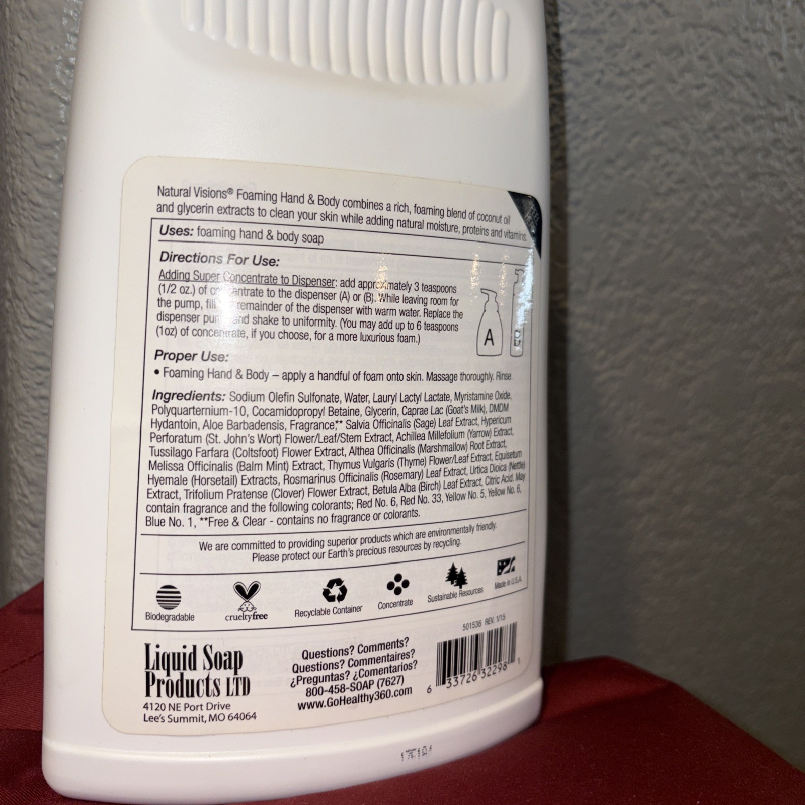 NATURAL VISIONS Hand /body Concentrated 1 Liter “AXE”like Phoenix SEALED