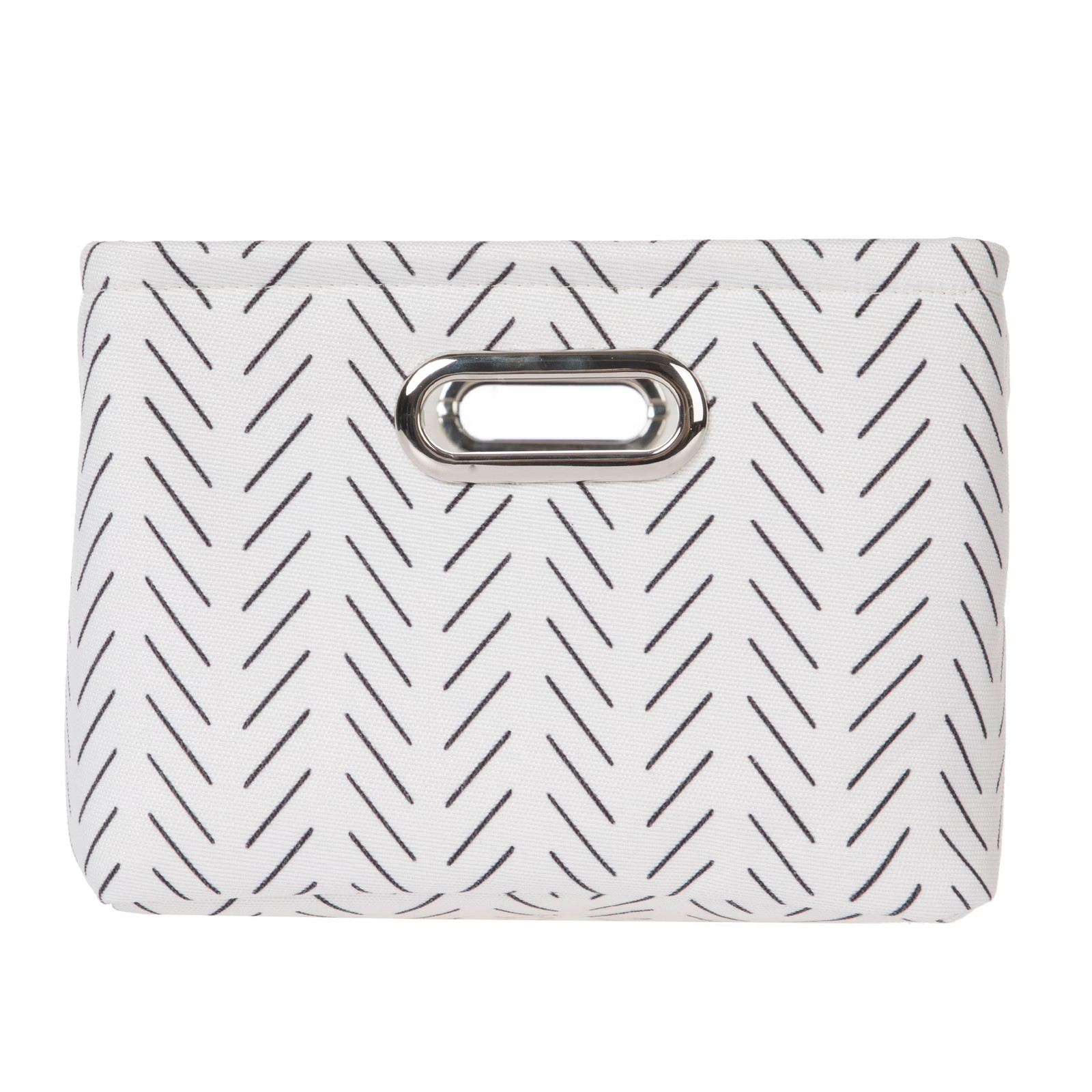 Black and White Lines Canvas Fabric Decorative Storage Basket with Handles, 15