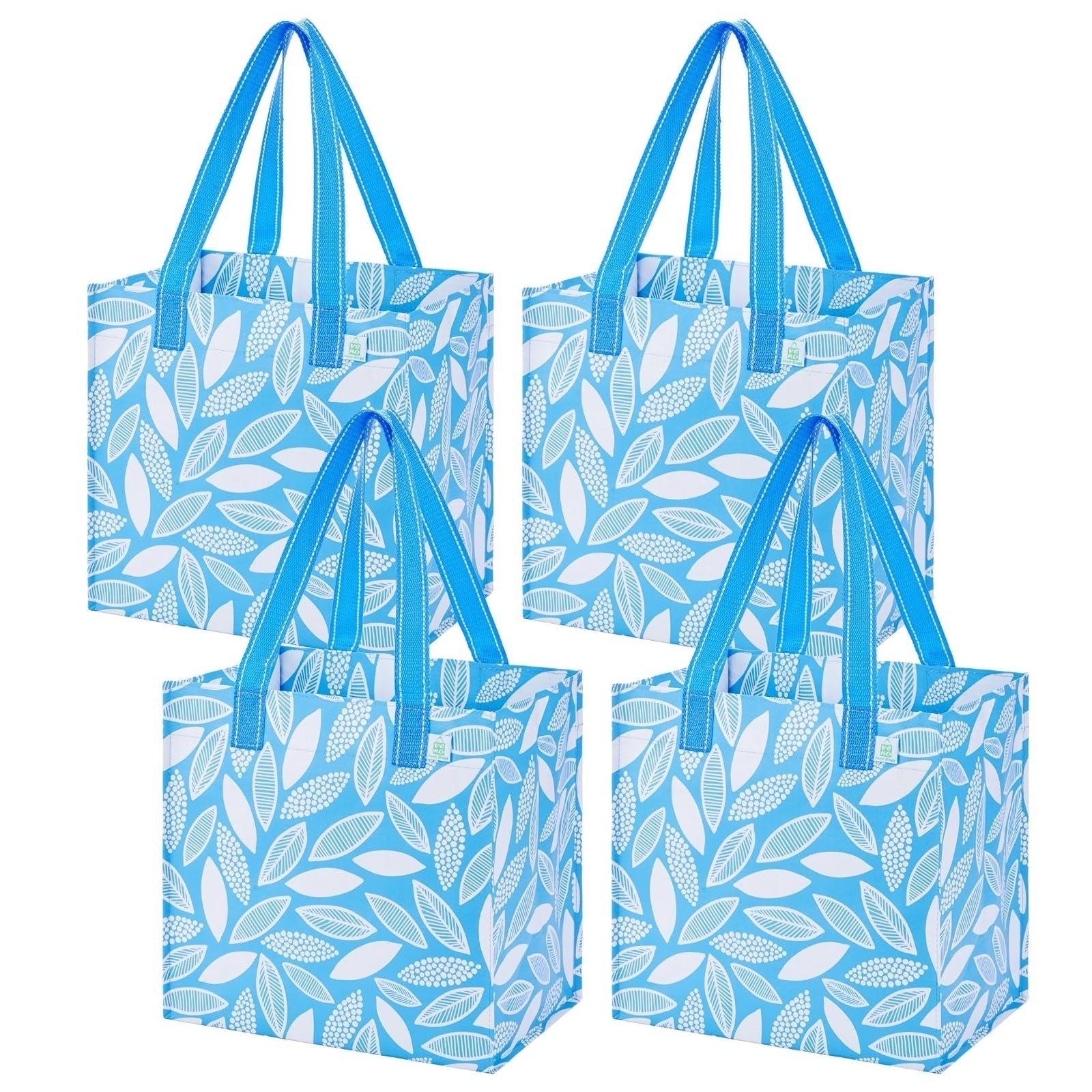 VENO 4 Pack Large Reusable Grocery Bags with Hard Bottom – Gray