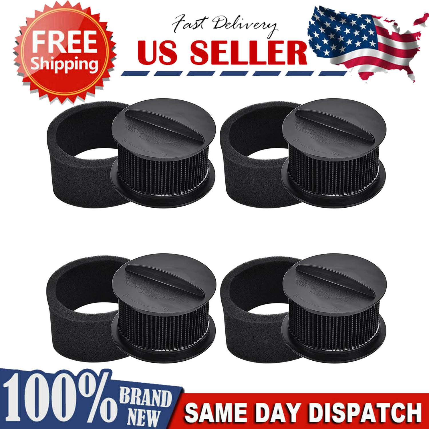 4 Pack Filter for Bissell PowerGroom Bagless 68C77, 68C71, 68C7