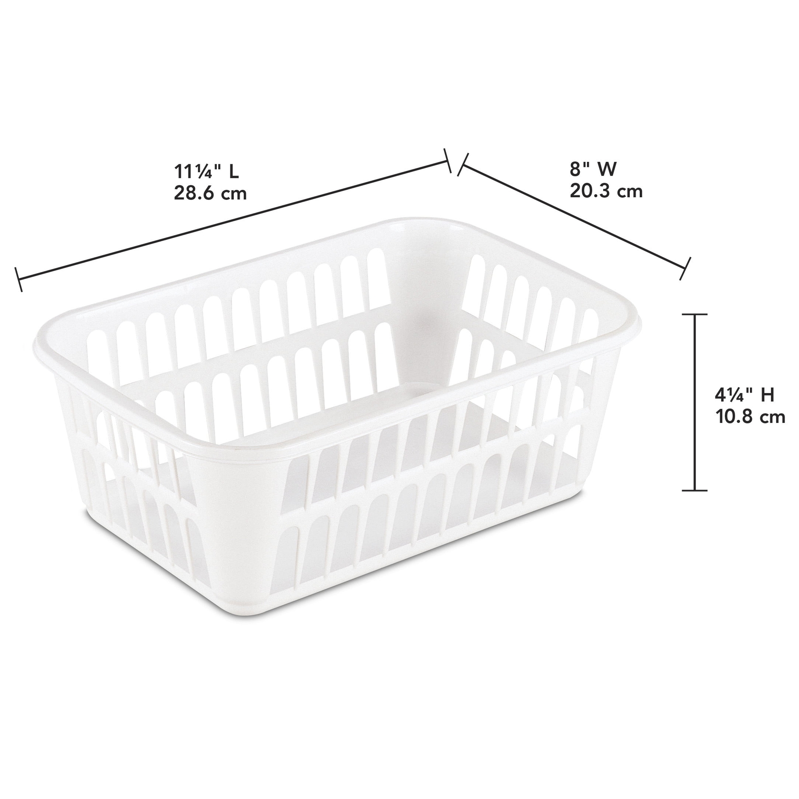 (6 pack) Storage Basket, Versatile Open Plastic Bin, White