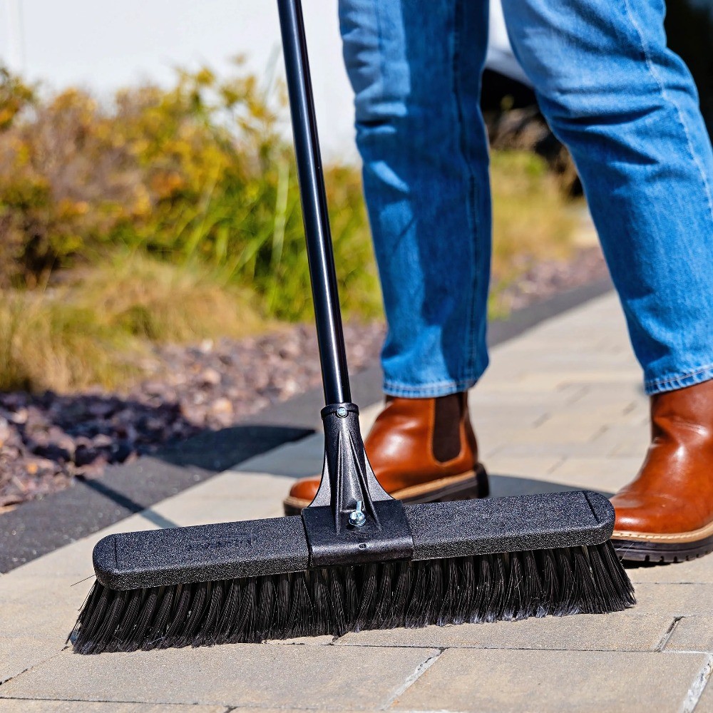 High Power Push Broom Multi-Surface 18 inch with Steel Handle