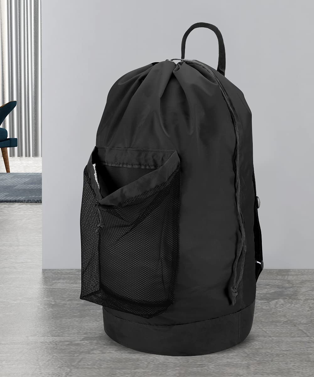 Backpack Laundry Bag 115L Large Hamper w/ Shoulder Straps Drawstring Black