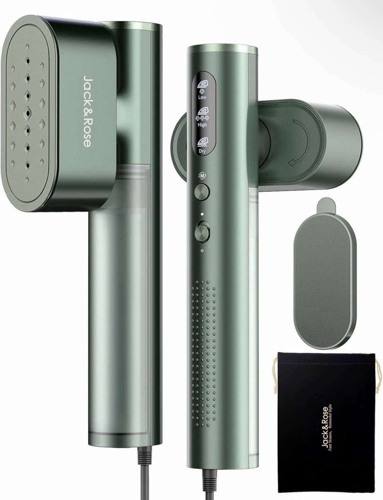 Jack & Rose Portable Travel Steamer 2-in-1 Iron 15s Heat-Up for Global Use