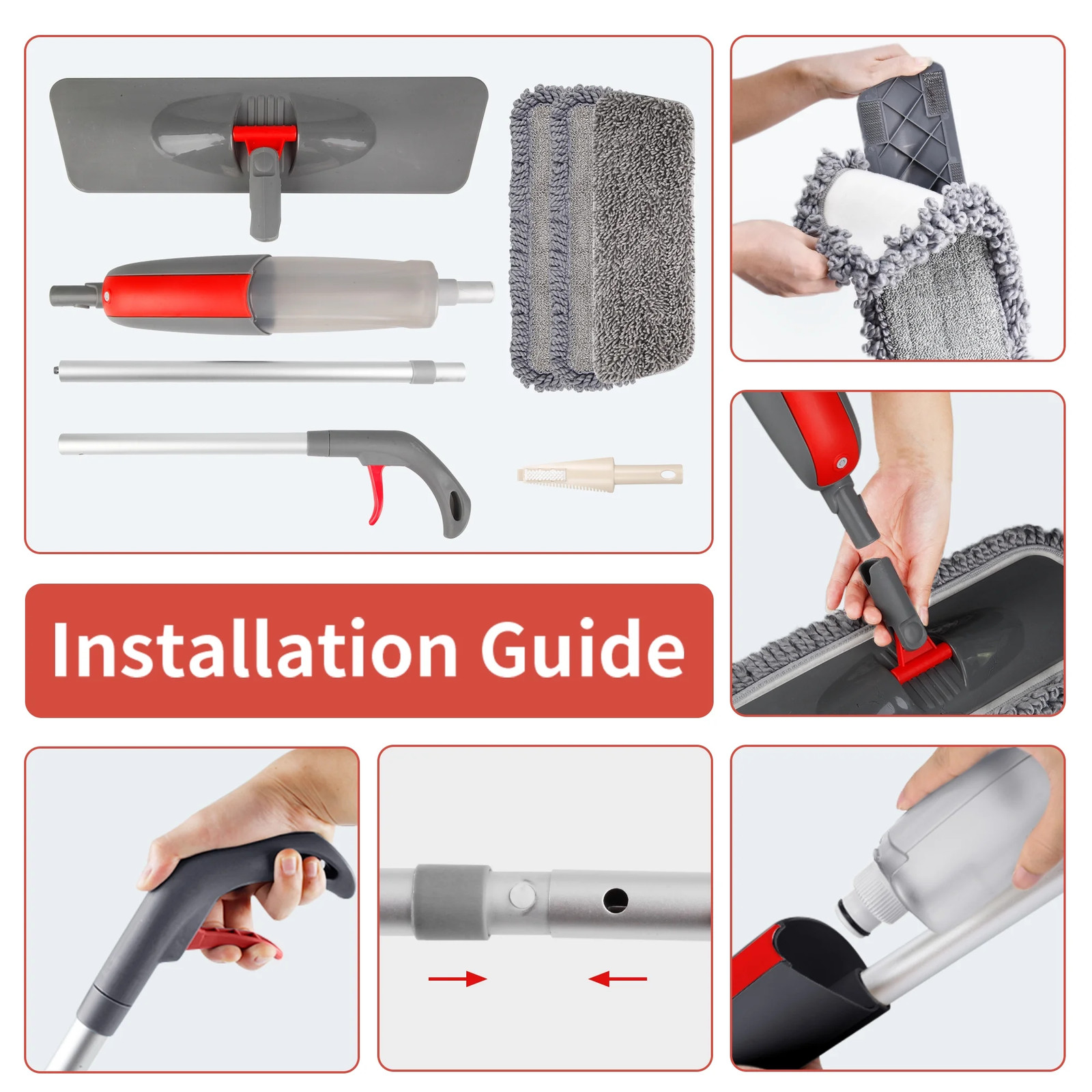 2nd Gen Spray Mop with Extra Thick Pads, 410ML Tank, 360° Rotating