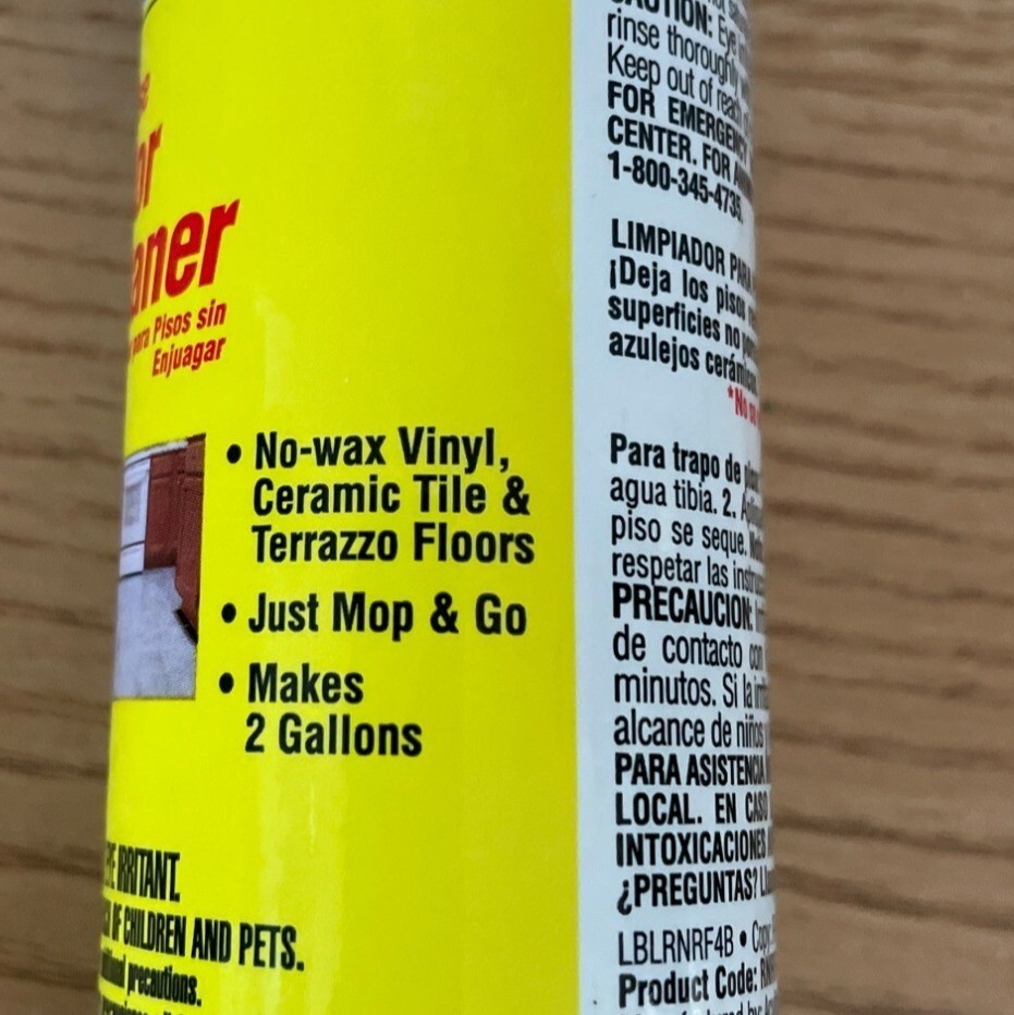 Rare Rubbermaid Professional Plus No-Rinse Floor Cleaner Tile Vinyl 4 Oz Sample