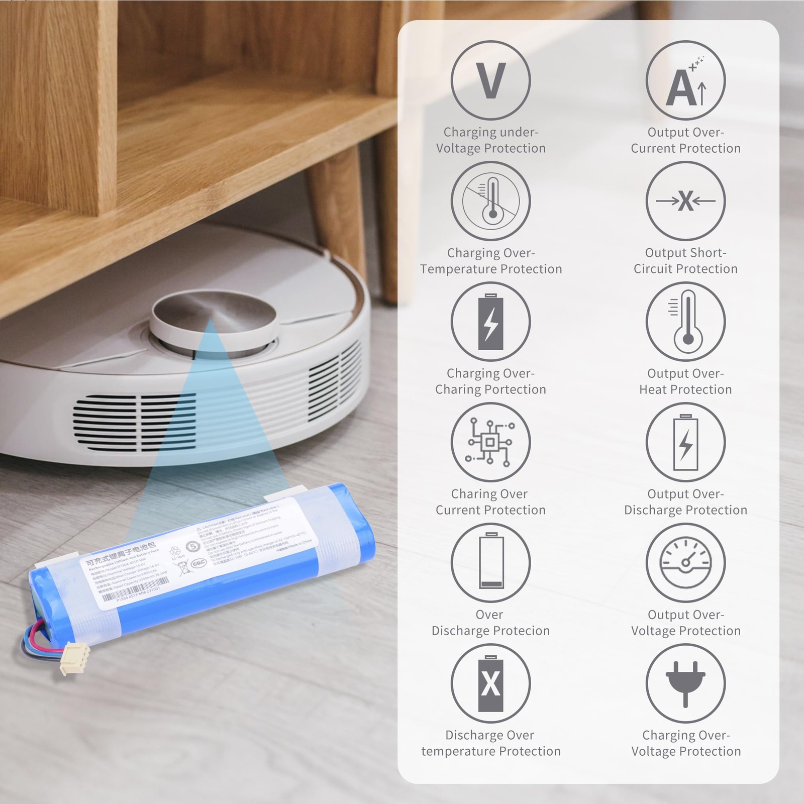 3400mAh Battery for Ecovacs Deebot N8 N8+ N8 PRO+, Deebot Ozmo 900 905 920 930