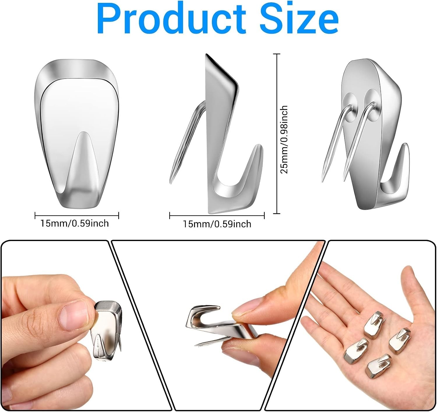 10 Durable Silver Cubicle Hooks – 40 lbs Capacity Picture Hangers, Rust-Proof