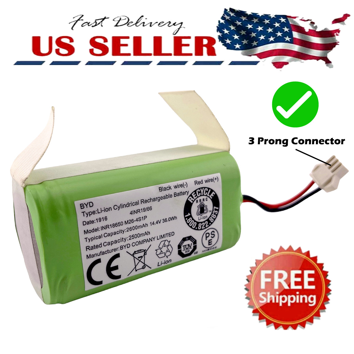 Original Ecovacs Deebot 500 600 601 605 661 710 711S Recargeable Li-Ion Battery