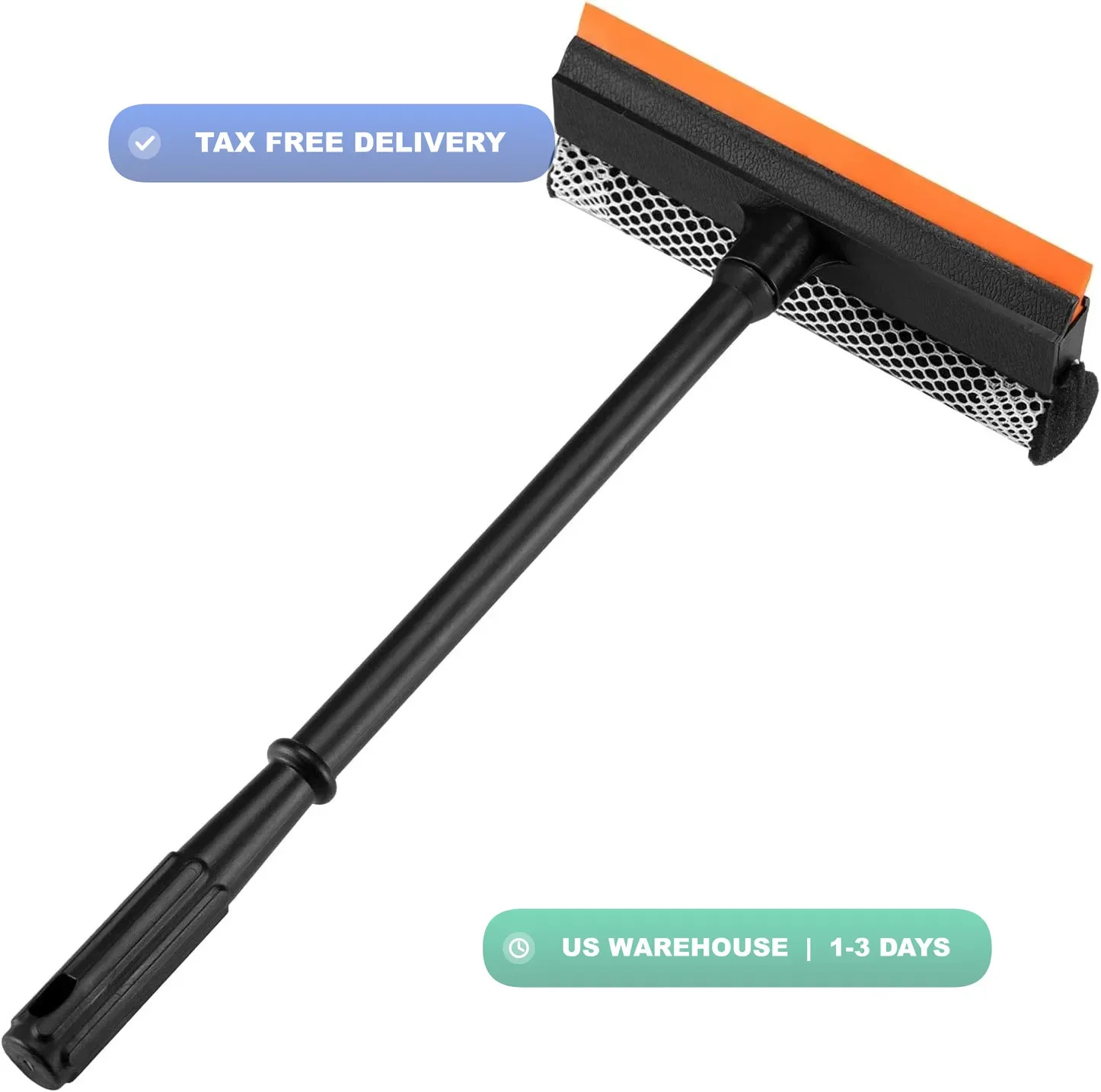 2 in1 Window Squeegee for Car, Window Cleaner with 16inch Long Handle,Sponge Car