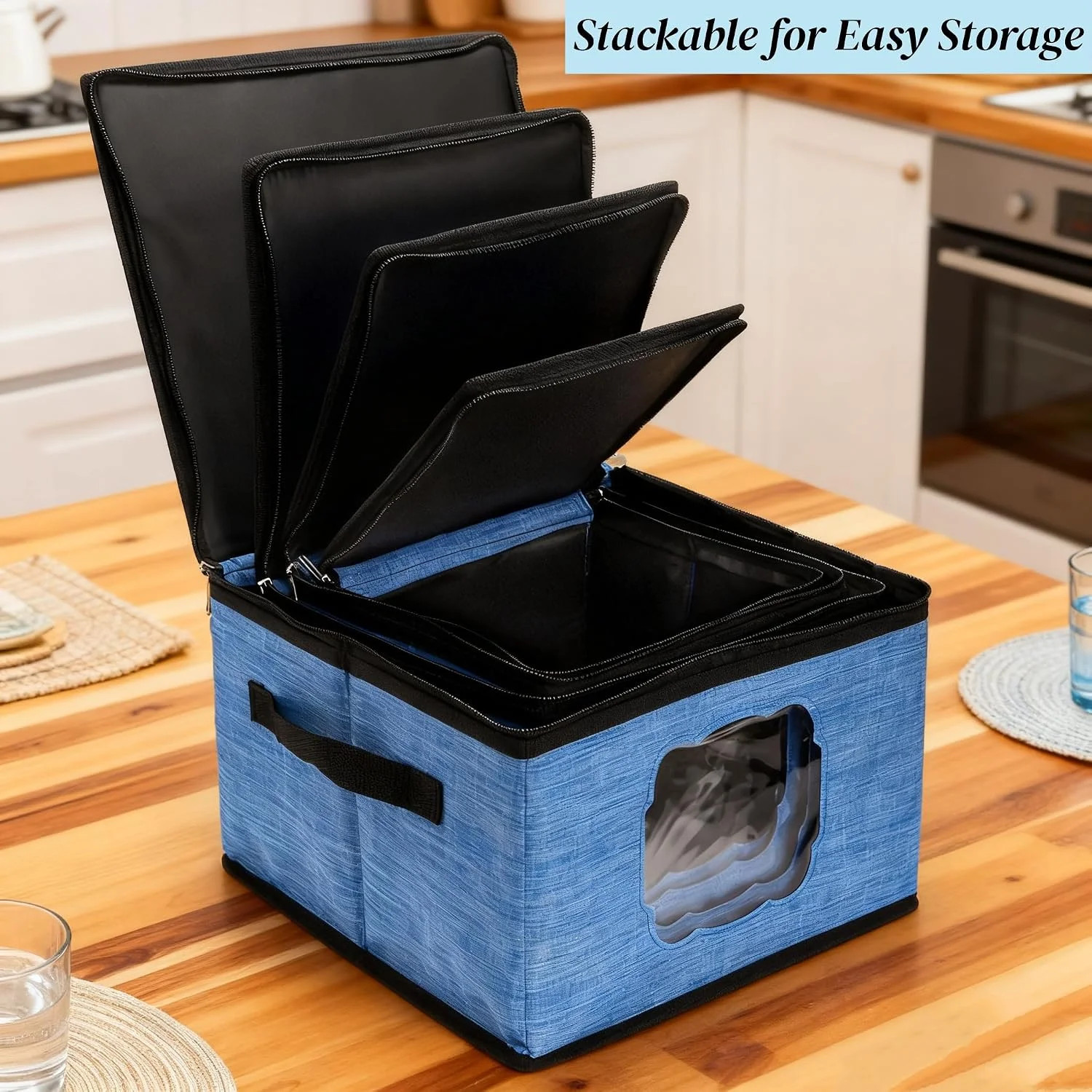 4 Sizes China Storage Containers with 48 Pieces Felt Divider | Hard Shell Plates