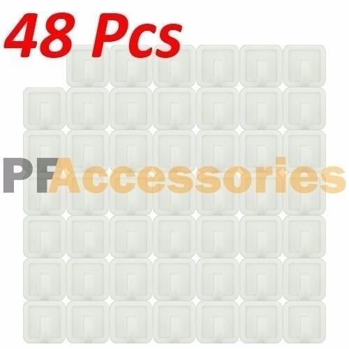 48 Pcs White Self Adhesive Plastic Square Hook Small Wall Mount Hanger Bathroom