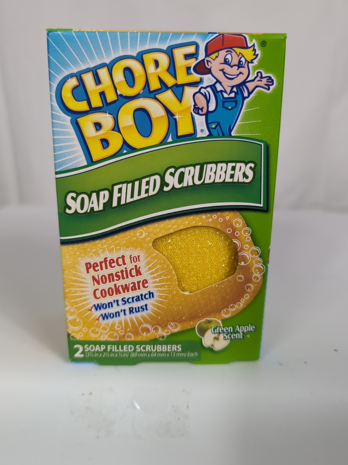 Lot Of 3 Packs of 2 Pack Chore Boy Soap Filled Scrubbers Green Apple Nonstick