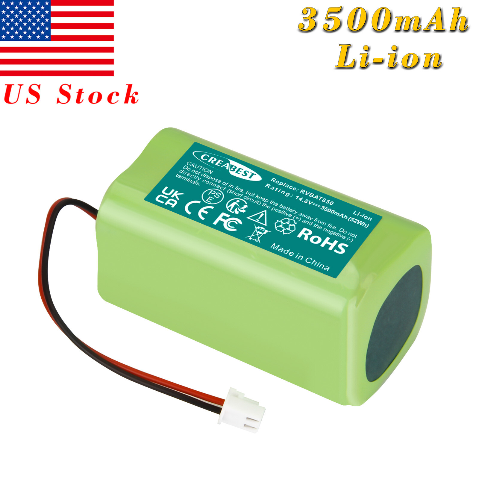 3500mAh Li-ion Battery For Shark Ion R75 R85 RV850 RV871 RVBAT850（2 Prongs Plug）