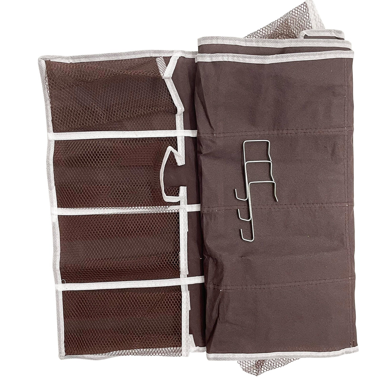 24 Pockets Door Wall Hanging Storage Bag Brown Portable Hanger Bag With Hook