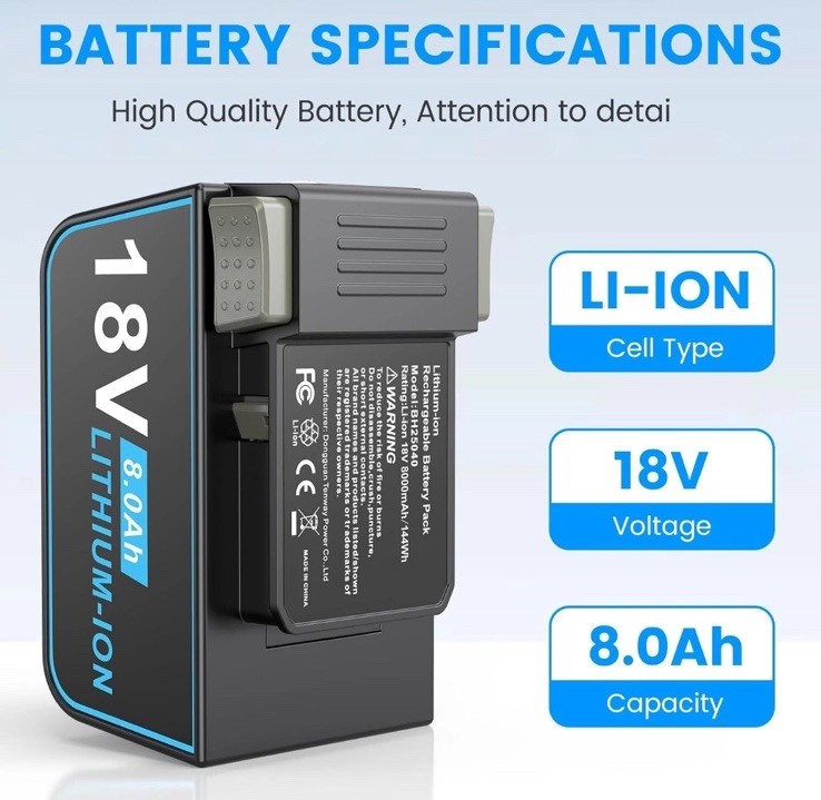 8.0Ah Replacement Battery for Hoover ONEPWR Compatible with BH25040 BH15030