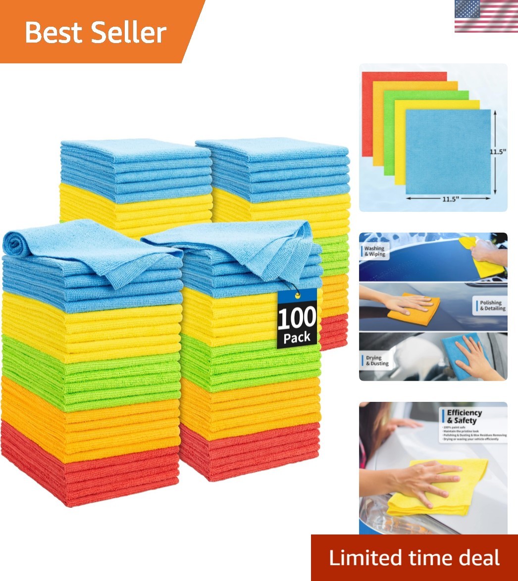 Microfiber Cleaning Cloth, 100 Pack Cleaning Rags Microfiber Towel Bulk Absor…