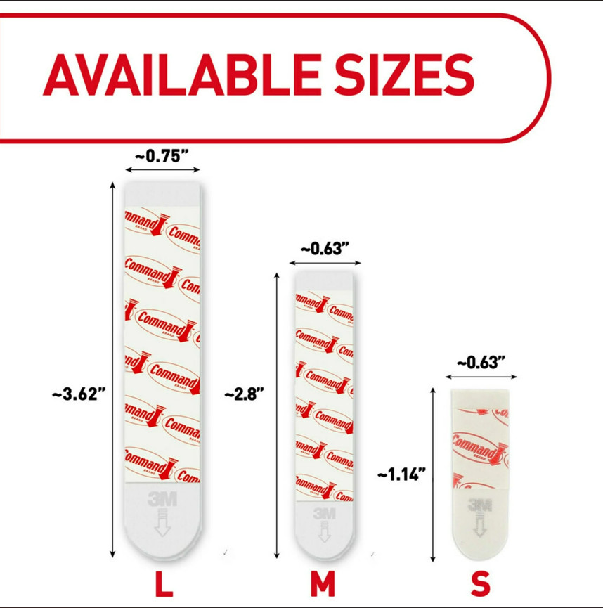 Command Damage-Free Adhesive Strips – Double Pack (8 Small, 4 Medium, 4 Large pe